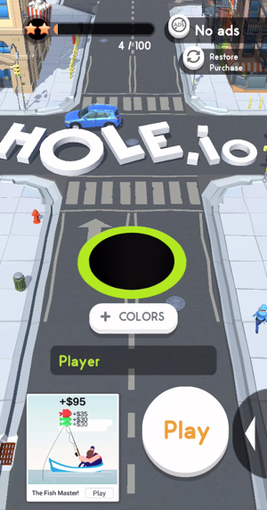 街をガンガン飲み込んでいくのが楽しい 塊魂 っぽい Hole Io がジワジワ人気 カミアプ Appleのニュースやit系の情報をお届け